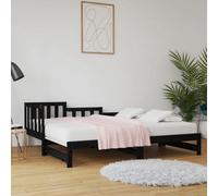 Berkfield Pull-Out Day Bed Black 2X(90X190) Cm Solid Wood Pine
