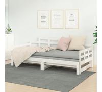 Berkfield Pull-Out Day Bed White Solid Wood Pine 2X(80X200) Cm