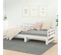 Berkfield Pull-Out Day Bed White Solid Wood Pine 2X(90X200) Cm