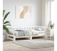 Berkfield Pull-Out Day Bed Without Mattress White 2X(80X200) Cm Solid Wood