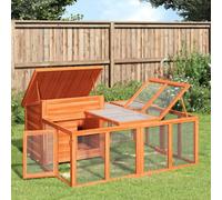 Berkfield Rabbit Hutch Brown 144X123X67.5 Cm Solid Wood Pine
