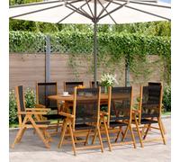Berkfield Reclining Garden Chairs 8 Pcs Black Solid Wood Acacia