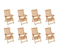 Berkfield Reclining Garden Chairs 8 Pcs Solid Teak Wood