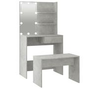 Berkfield Refined Dressing Table Set With Led Concrete Grey Engineered Wood