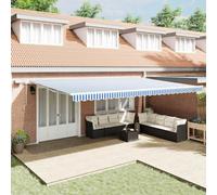 Berkfield Retractable Awning Blue And White 6 X 3 M Fabric And Metal
