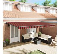 Berkfield Retractable Awning Manual Orange And Brown 500 X 300 Cm Fabric