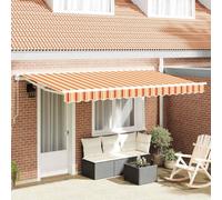 Berkfield Retractable Awning Manual Yellow / Orange / White 400X200 Cm Fabric