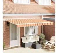 Berkfield Retractable Awning Multicolour And Yellow And Orange And White