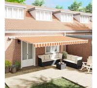 Berkfield Retractable Awning With Manual 500 X 350 Cm Yellow And Orange