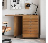 Berkfield Rolling Cabinet With Desk Moss Honey Brown Solid Wood Pine