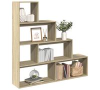 Berkfield Room Divider Bookcase 4-Tier Sonoma Oak 143.5X29X143.5 Cm Engineered Wood