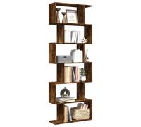Berkfield Room Divider Bookcase 6-Tier Smoked Oak 70X24X193 Cm Engineered Wood