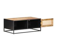 Berkfield Rustic Coffee Table 90X50X35 Cm Rough Mango Wood And Natural Cane