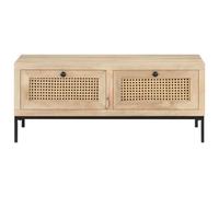 Berkfield Rustic Coffee Table 90X50X37 Cm Solid Mango Wood And Natural Cane