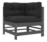 Berkfield Rustic Corner Sofa With Cushions Grey Solid Wood Pine