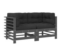 Berkfield Rustic Corner Sofas With Cushions 2 Pcs Grey Solid Wood Pine