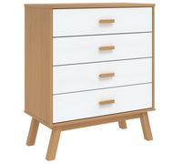 Berkfield Rustic Drawer Cabinet Olden White And Brown Solid Wood Pine