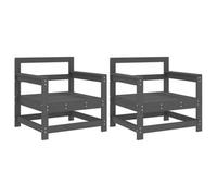 Berkfield Rustic Garden Chairs 2 Pcs Grey Solid Wood Pine