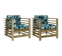 Berkfield Rustic Garden Chairs With Cushions 2 Pcs Impregnated Wood Pine