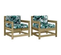 Berkfield Rustic Garden Chairs With Cushions 2 Pcs Impregnated Wood Pine