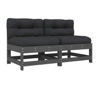 Berkfield Rustic Middle Sofas With Cushions 2 Pcs Grey Solid Wood Pine