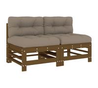 Berkfield Rustic Middle Sofas With Cushions 2 Pcs Honey Brown Solid Wood Pine