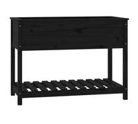 Berkfield Rustic Planter With Shelf Black 111.5X54X81 Cm Solid Wood Pine