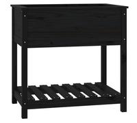 Berkfield Rustic Planter With Shelf Black 82.5X54X81 Cm Solid Wood Pine