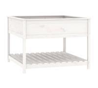 Berkfield Rustic Planter With Shelf White 111.5X111.5X81 Cm Solid Wood Pine