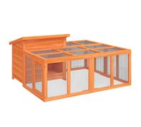 Berkfield Rustic Rabbit Hutch Brown 144X123X67.5 Cm Solid Wood Pine