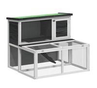 Berkfield Rustic Rabbit Hutch Grey 102X90X84.5 Cm Solid Wood Pine