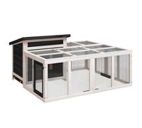 Berkfield Rustic Rabbit Hutch Grey 144X123X67.5 Cm Solid Wood Pine