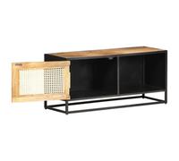 Berkfield Rustic Tv Cabinet 90X30X40 Cm Rough Mango Wood And Natural Cane