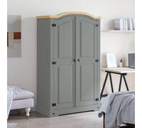 Berkfield Rustic Wardrobe Mexican Pine Corona Range 2 Doors Grey