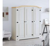 Berkfield Rustic Wardrobe Mexican Pine Corona Range 3 Doors White