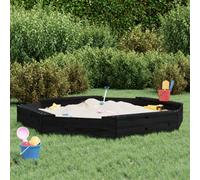 Berkfield Sandbox With Seats Black Octagon Solid Wood Pine