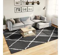 Berkfield Shaggy Rug Pamplona High Pile Modern Black And Cream 240X340 Cm