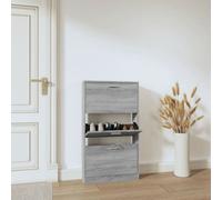 Berkfield Shoe Cabinet Grey Sonoma 59X17X108 Cm Engineered Wood