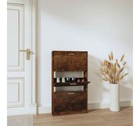 Berkfield Shoe Cabinet Smoked Oak 59X17X108 Cm Engineered Wood