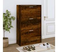 Berkfield Shoe Cabinet Smoked Oak 63X24X103 Cm Engineered Wood