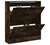 Berkfield Shoe Cabinet Smoked Oak 80X21X87.5 Cm Engineered Wood
