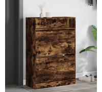 Berkfield Shoe Cabinet With 2 Flip-Drawers Smoked Oak 80X34X116 Cm