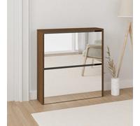 Berkfield Shoe Cabinet With Mirror 2-Layer Brown Oak 63X17X67 Cm