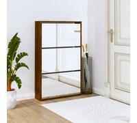 Berkfield Shoe Cabinet With Mirror 3-Layer Brown Oak 63X17X102.5 Cm