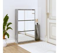 Berkfield Shoe Cabinet With Mirror 3-Layer Grey Sonoma 63X17X102.5 Cm