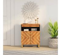 Berkfield Side Cabinet Brown And Black 60X33.5X75 Cm Solid Wood Mango