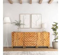 Berkfield Side Cabinets 3 Pcs Brown And Black 60X33.5X75 Cm Solid Wood Mango