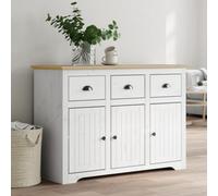 Berkfield Sideboard Bodo White And Brown 115X43X79.5 Cm Solid Wood Pine