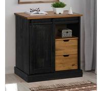 Berkfield Sideboard Halden With Sliding Door Black 80X40X80 Cm Solid Wood