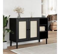 Berkfield Sideboard Senja Rattan Look Black 112X40X80Cm Solid Wood Pine
